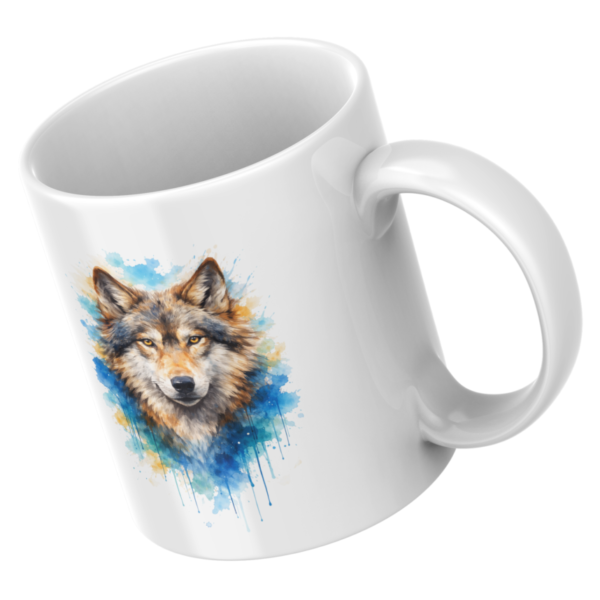 Kubek z Wilkiem Watercolor 330 ml – Artystyczny Nadruk Akwarela | Prezent dla Miłośnika Natury