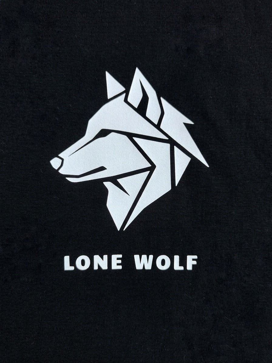 Damska czarna koszulka z wilkiem LONE WOLF - obrazek 3